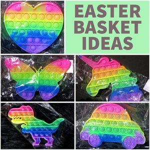 Rainbow‎ Colored Glittery Push Pop Bubble Fidget Toys